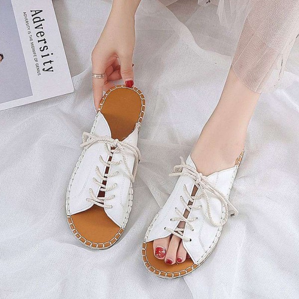 Size:4.5-11 Women Fashion Bandage Flat Slippers Shoes