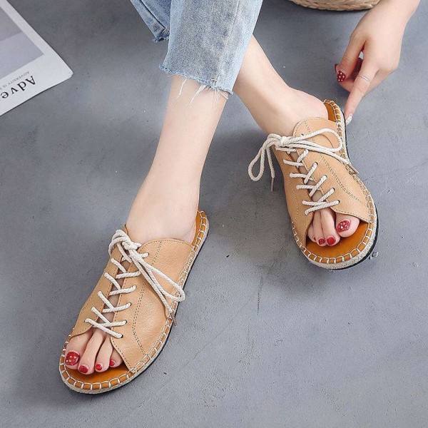 Size:4.5-11 Women Fashion Bandage Flat Slippers Shoes