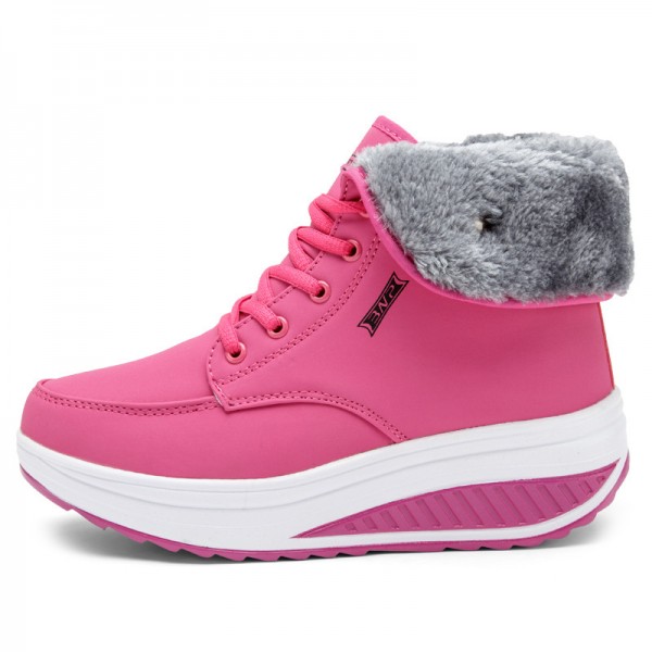 Size:4.5-9 Women Winter Warm Lace Up Fleece Lined Shoes