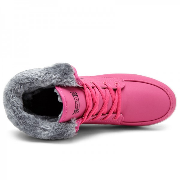 Size:4.5-9 Women Winter Warm Lace Up Fleece Lined Shoes