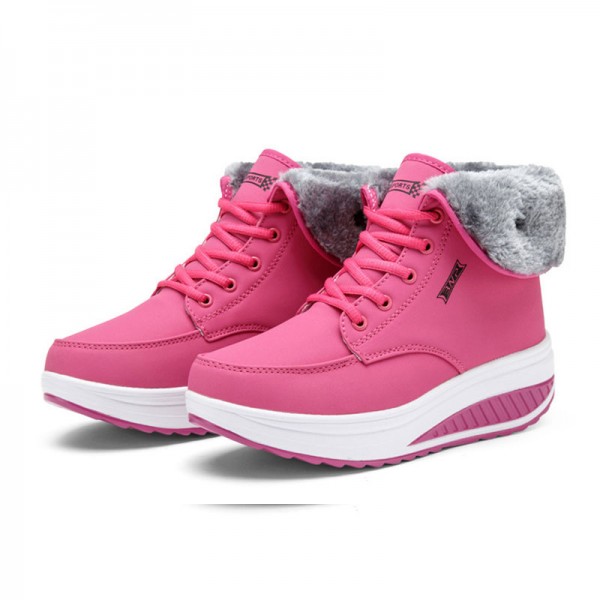 Size:4.5-9 Women Winter Warm Lace Up Fleece Lined Shoes