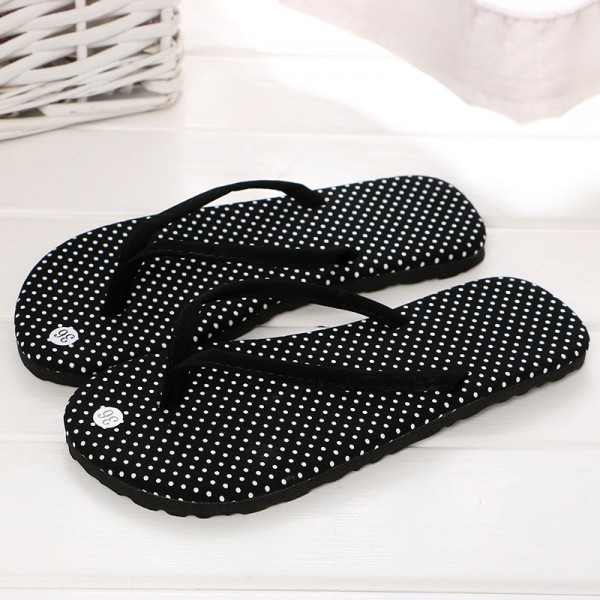 Women Casual Basics Leopard Polka Dot Stripe Pattern Non-Slip Flat Flip-flop