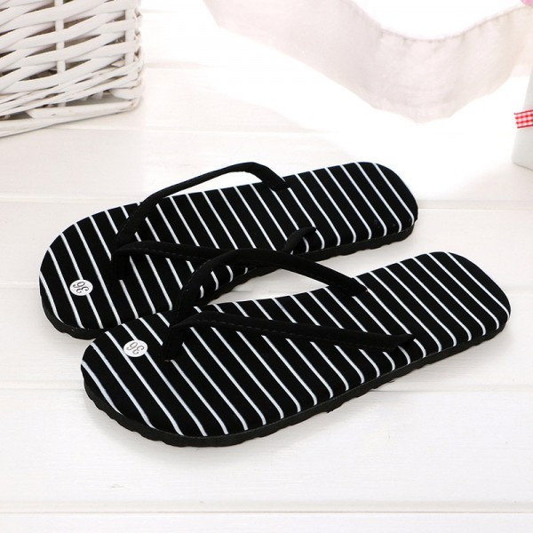 Women Casual Basics Leopard Polka Dot Stripe Pattern Non-Slip Flat Flip-flop