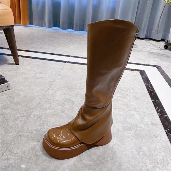 Women Fashion Long Boots Round Head Thick Bottom High Boots