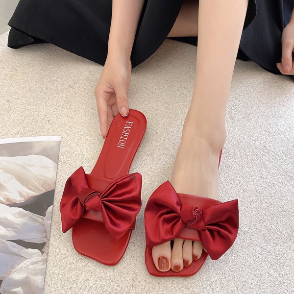 Women Fashion Bow Flat Slippers