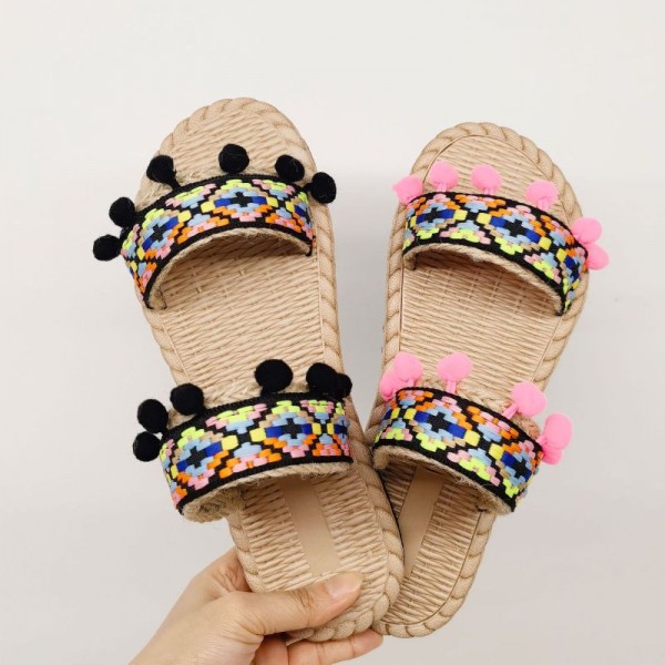 Women Fashion Bohemian Ethnic Linen Slippers