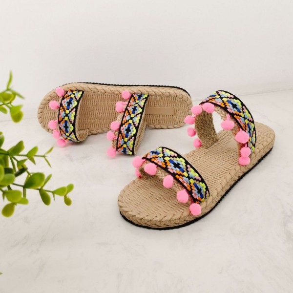 Women Fashion Bohemian Ethnic Linen Slippers