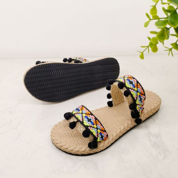 Women Fashion Bohemian Ethnic Linen Slippers