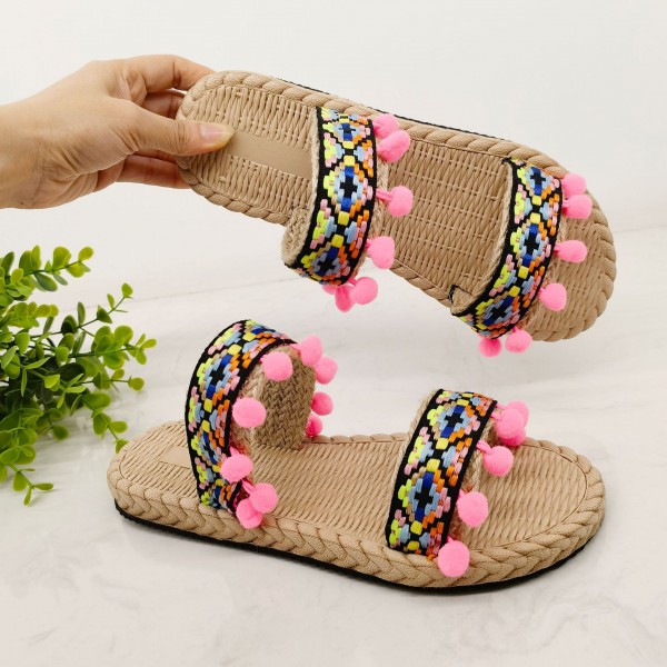 Women Fashion Bohemian Ethnic Linen Slippers