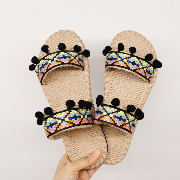 Women Fashion Bohemian Ethnic Linen Slippers