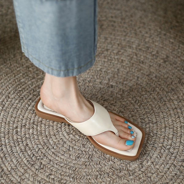 Women Fashion Square Toe Flat Slippers