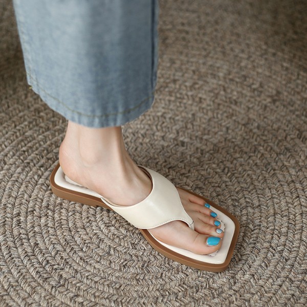 Women Fashion Square Toe Flat Slippers