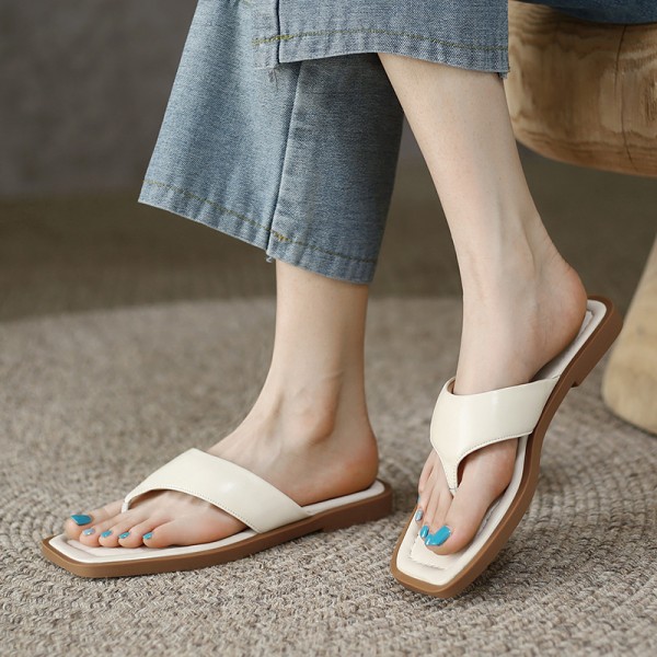 Women Fashion Square Toe Flat Slippers