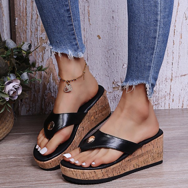 Plus Size Women Fashion Wedge Platform Slippers