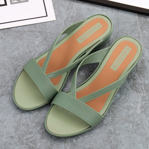 Women Fashion Cross Strap Low Heel Slippers