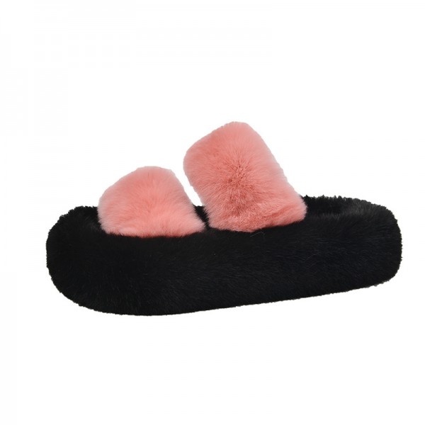 Autumn And Winter Women Fashion Plush Round Toe Flat Slippers