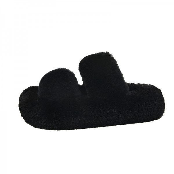 Autumn And Winter Women Fashion Plush Round Toe Flat Slippers