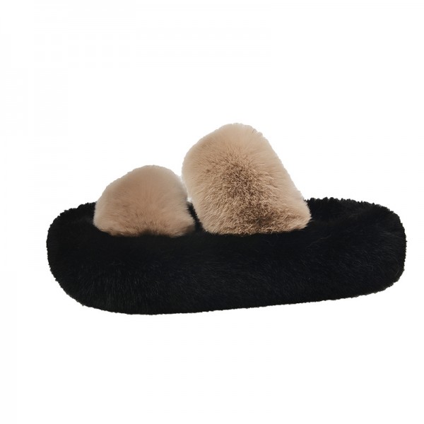 Autumn And Winter Women Fashion Plush Round Toe Flat Slippers