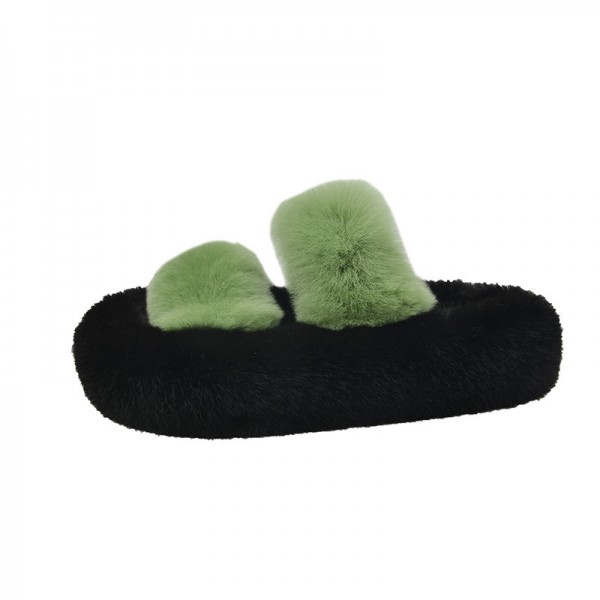 Autumn And Winter Women Fashion Plush Round Toe Flat Slippers