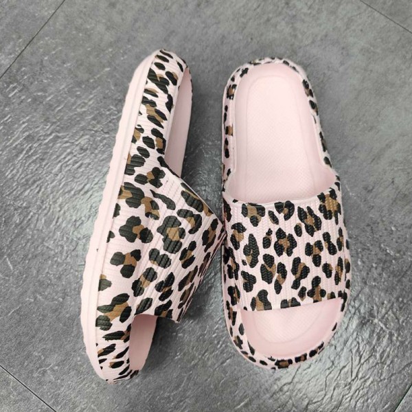 Women Fashion Plus Size Leopard Printed Round Flat Slippers