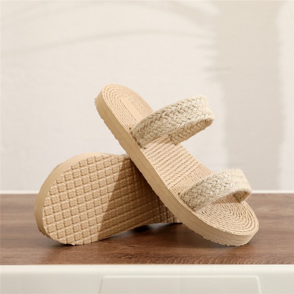 Women Casual Plus Size Ethnic Style Imitation Straw Slippers