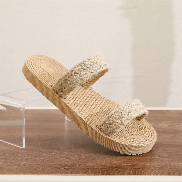 Women Casual Plus Size Ethnic Style Imitation Straw Slippers