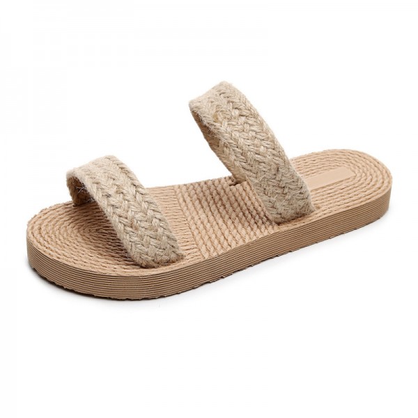 Women Casual Plus Size Ethnic Style Imitation Straw Slippers