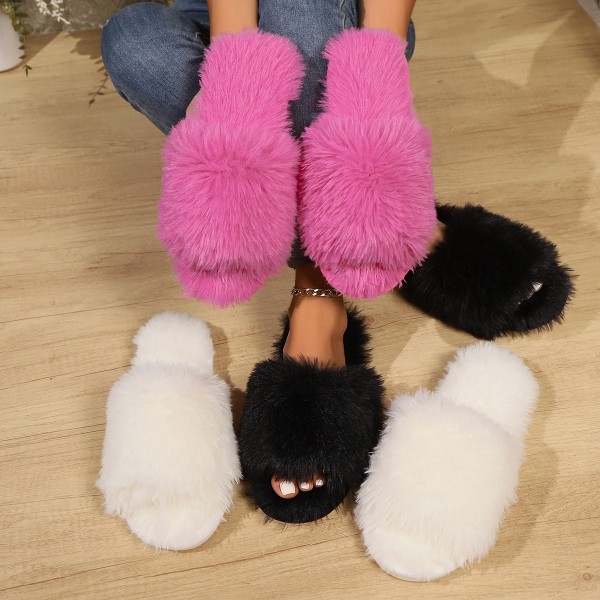 Winter Casual Solid Color Comfortable Plush Slippers